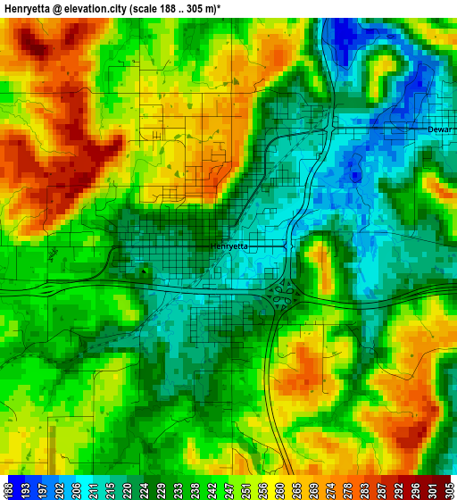 Henryetta elevation map