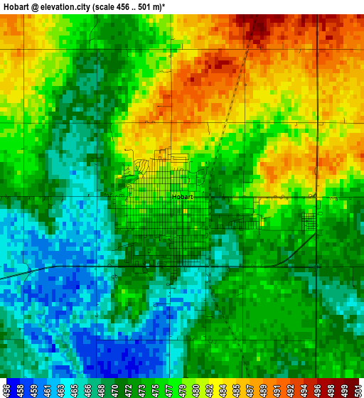 Hobart elevation map