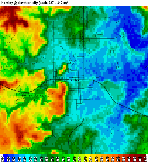 Hominy elevation map