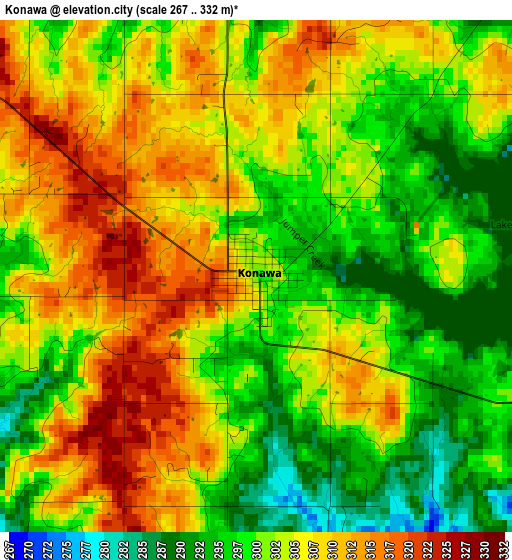 Konawa elevation map