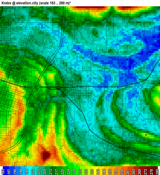 Krebs elevation map