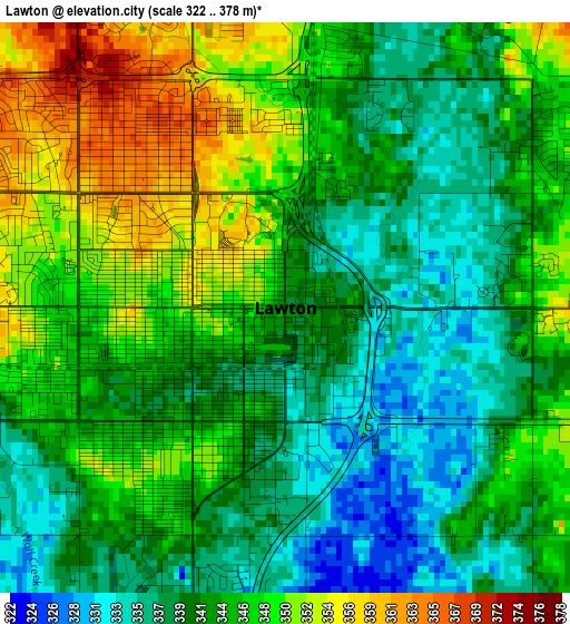 Lawton elevation map