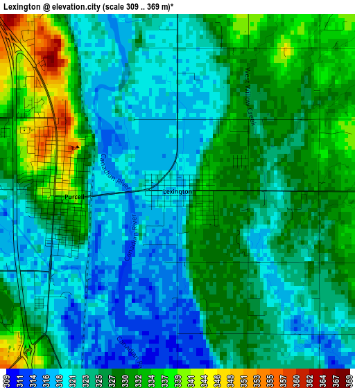 Lexington elevation map