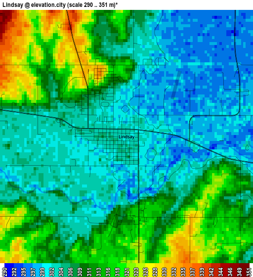 Lindsay elevation map