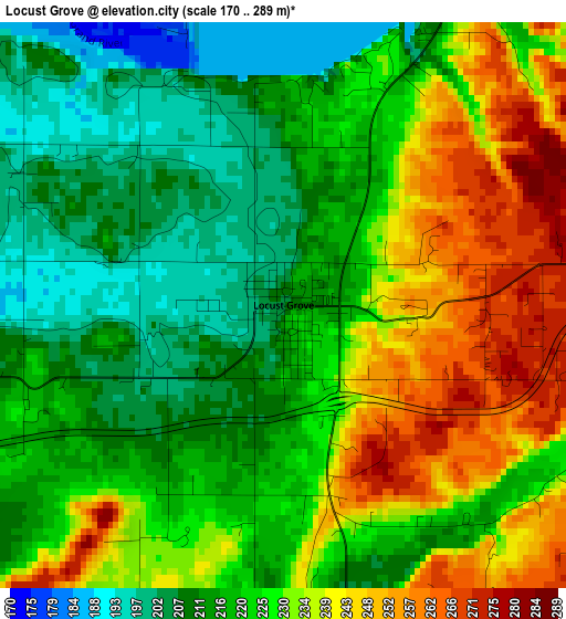 Locust Grove elevation map