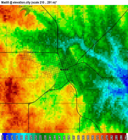 Madill elevation map