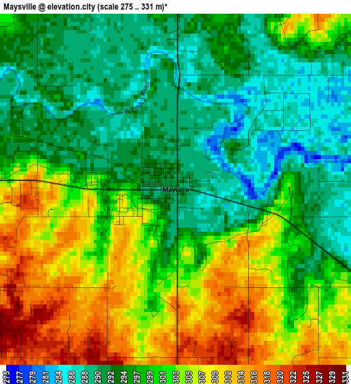 Maysville elevation map