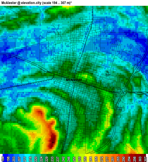 McAlester elevation map