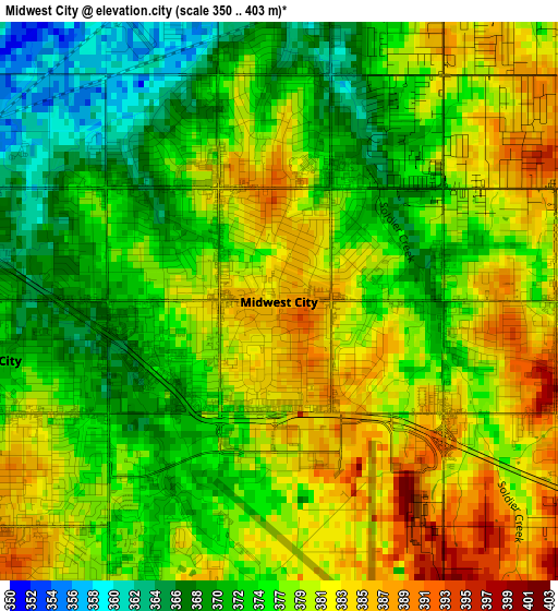 Midwest City elevation map
