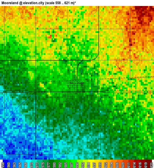 Mooreland elevation map