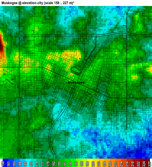 Muskogee elevation map