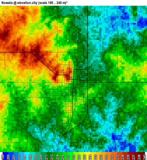 Nowata elevation map