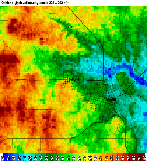 Oakland elevation map