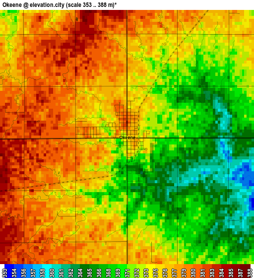 Okeene elevation map