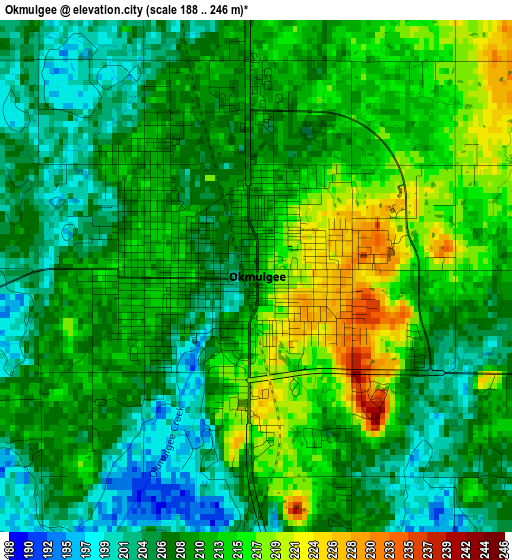 Okmulgee elevation map