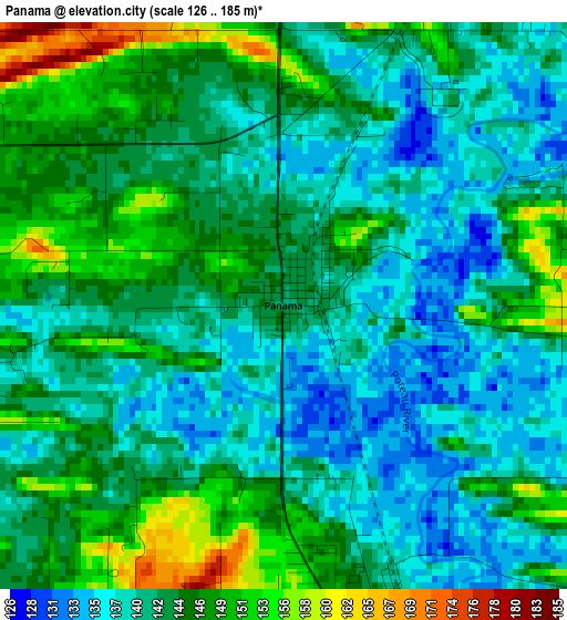 Panama elevation map