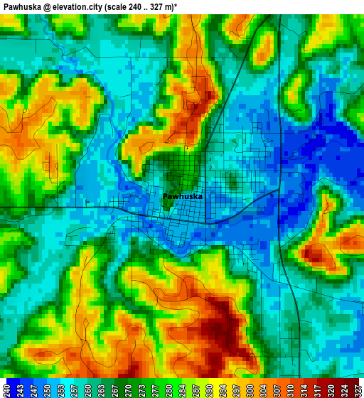 Pawhuska elevation map