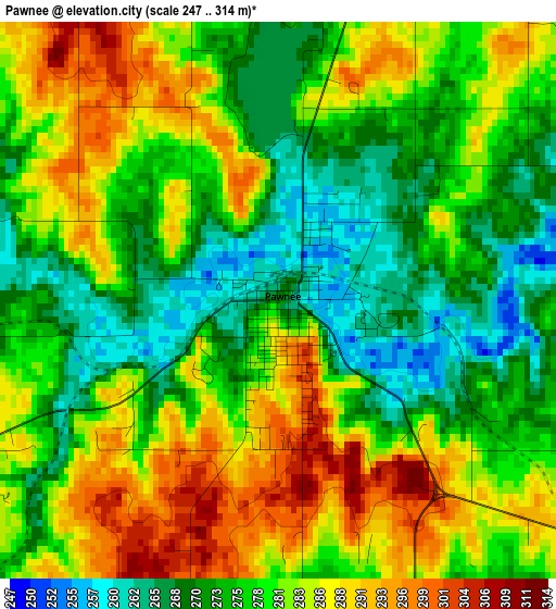 Pawnee elevation map