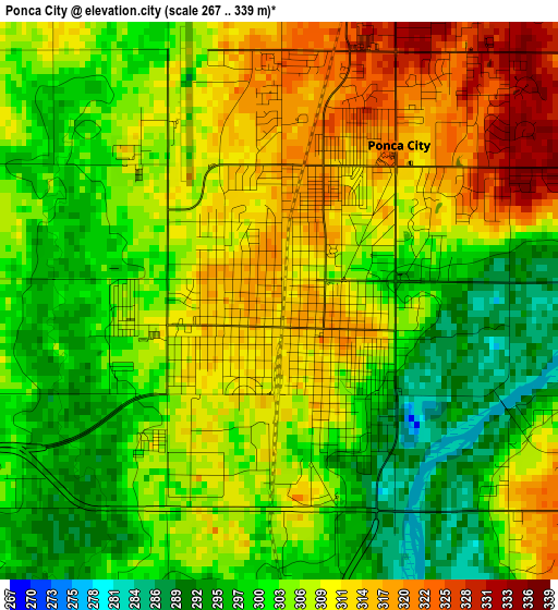 Ponca City elevation map