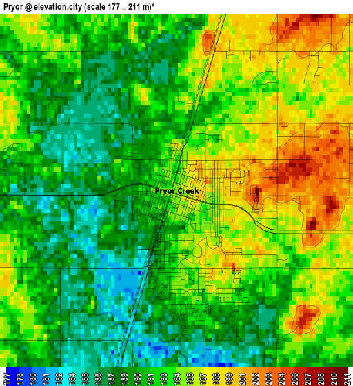 Pryor elevation map