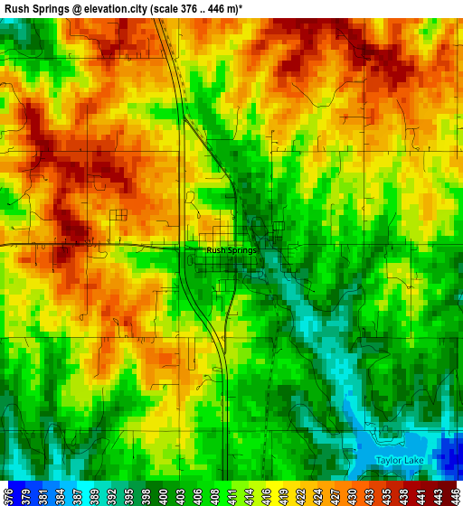 Rush Springs elevation map