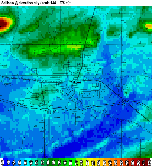 Sallisaw elevation map