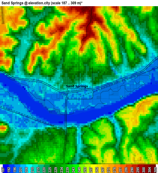 Sand Springs elevation map