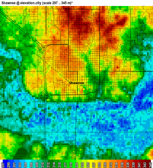 Shawnee elevation map