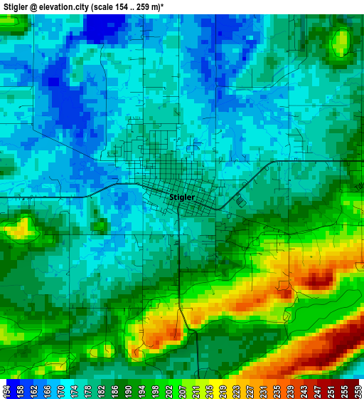 Stigler elevation map