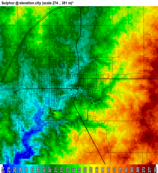 Sulphur elevation map