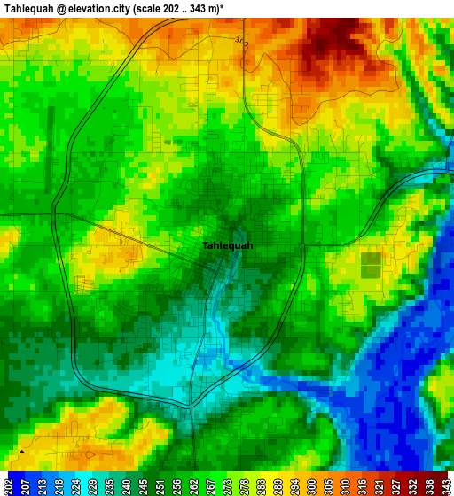 Tahlequah elevation map