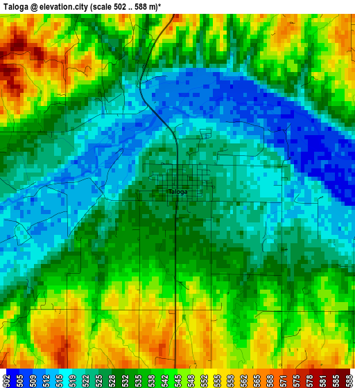 Taloga elevation map