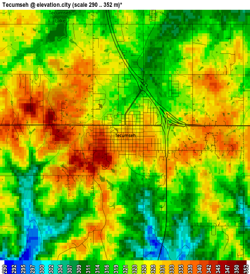 Tecumseh elevation map