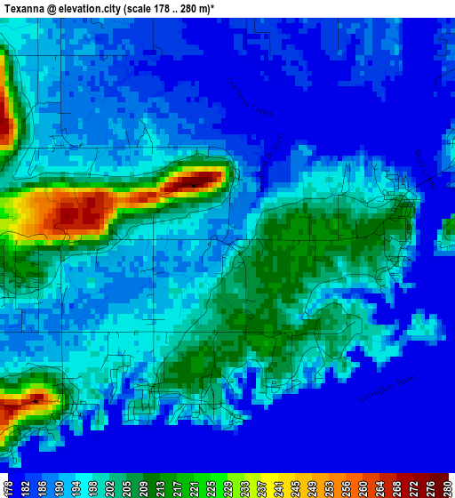 Texanna elevation map