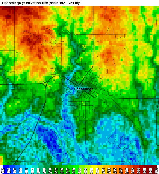 Tishomingo elevation map