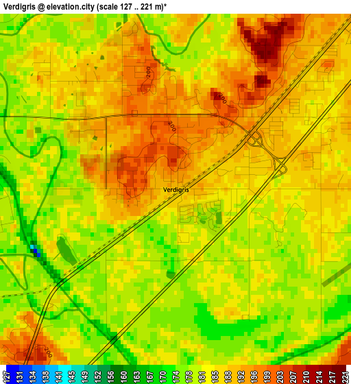 Verdigris elevation map