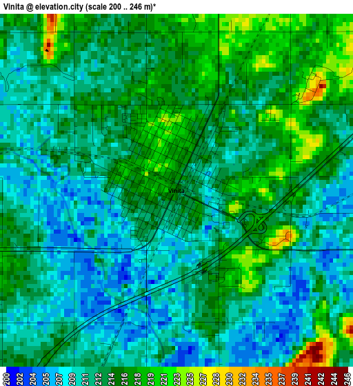 Vinita elevation map