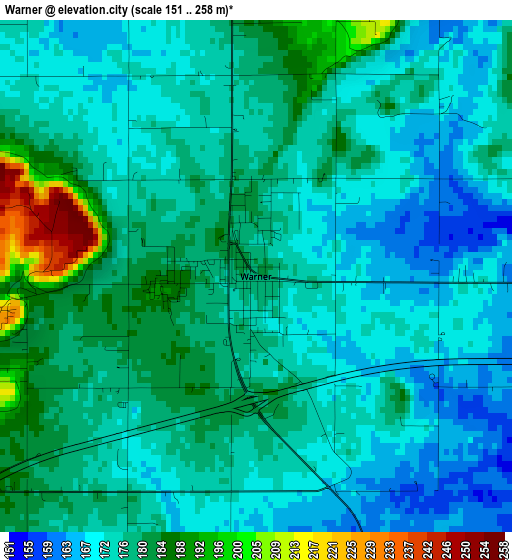 Warner elevation map