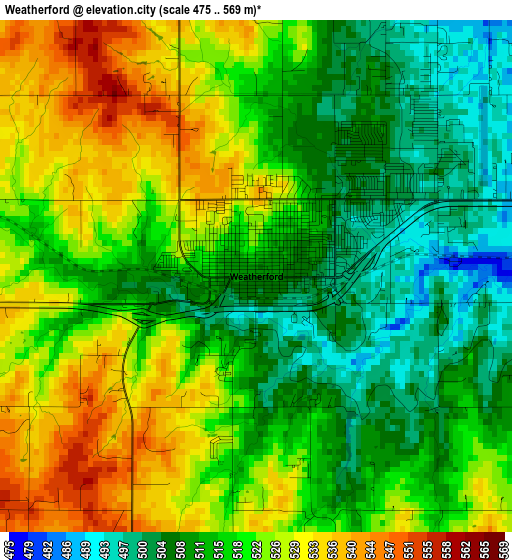 Weatherford elevation map