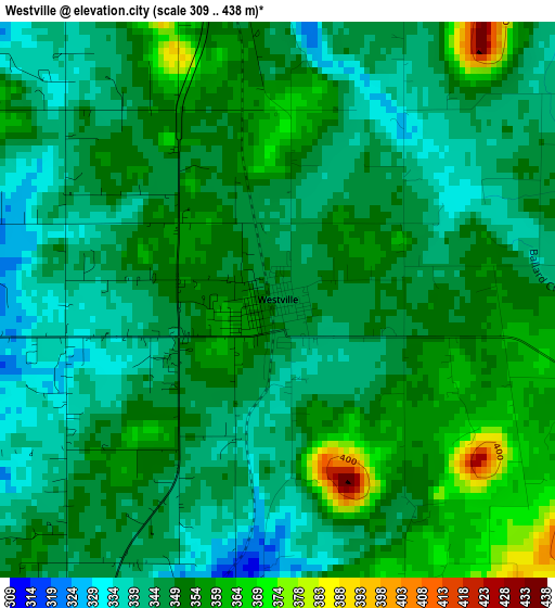 Westville elevation map