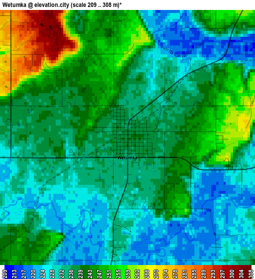 Wetumka elevation map