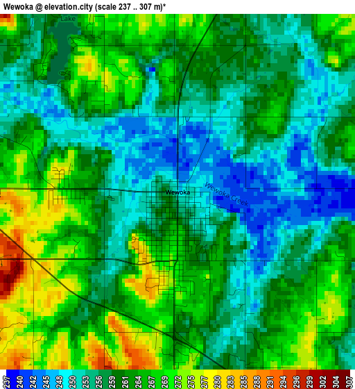 Wewoka elevation map