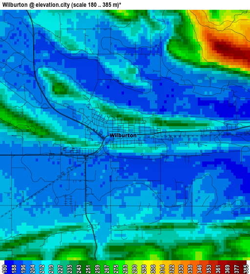 Wilburton elevation map