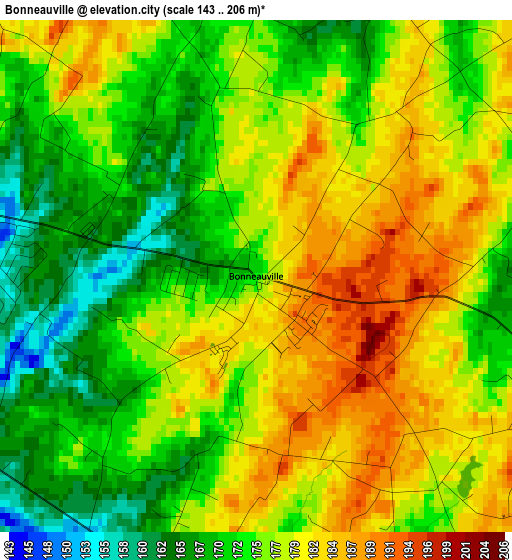 Bonneauville elevation map