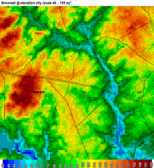 Broomall elevation map