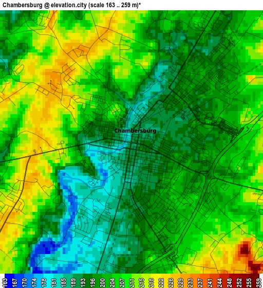 Chambersburg elevation map