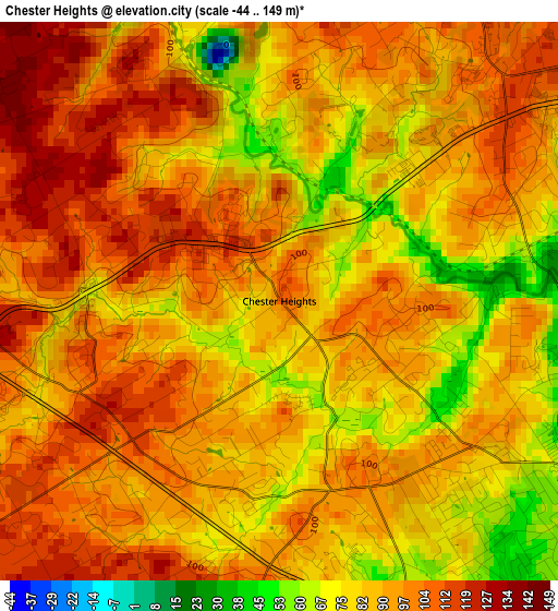 Chester Heights elevation map