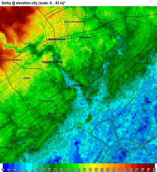 Darby elevation map