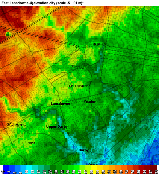 East Lansdowne elevation map