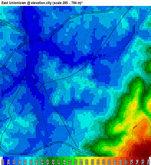 East Uniontown elevation map